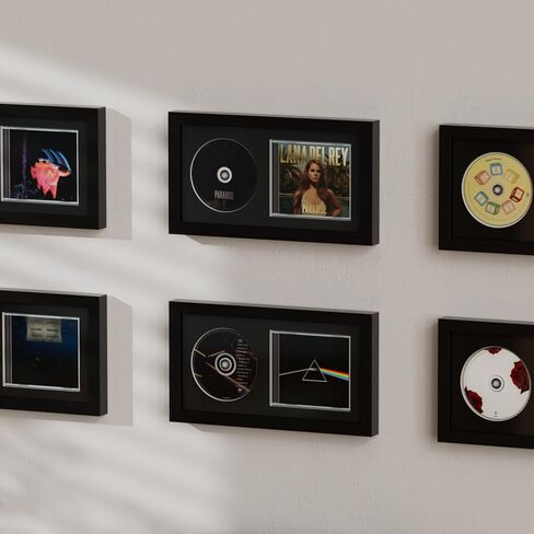 7.5"x14" CD Display Frame for CD Cases and Discs, Wooden Frame with Black Flocked Fabric, Signed CD Display Frame Case, Record Album Display Wall Mount, CD Music Frame, Home Decor in Kuwait