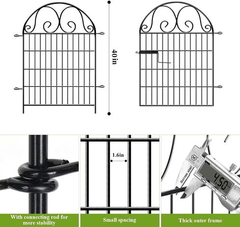 Tall Garden Fence Animal Barrier with Gate, 40 in(H) 8 Panels Garden Fences and Borders for Dogs, Dog Fence Outdoor for Yard, Total Length 17.5 Ft Metal Temporary Fencing, Flower Bed Fencing in Saudi Arabia