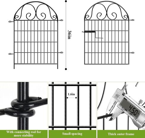 Tall Garden Fence Animal Barrier with Gate, 40 in(H) 8 Panels Garden Fences and Borders for Dogs, Dog Fence Outdoor for Yard, Total Length 17.5 Ft Metal Temporary Fencing, Flower Bed Fencing in Saudi Arabia