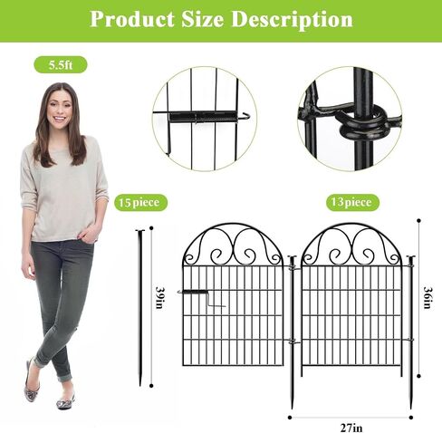 Tall Garden Fence Animal Barrier with Gate, 40 in(H) 8 Panels Garden Fences and Borders for Dogs, Dog Fence Outdoor for Yard, Total Length 17.5 Ft Metal Temporary Fencing, Flower Bed Fencing in Saudi Arabia