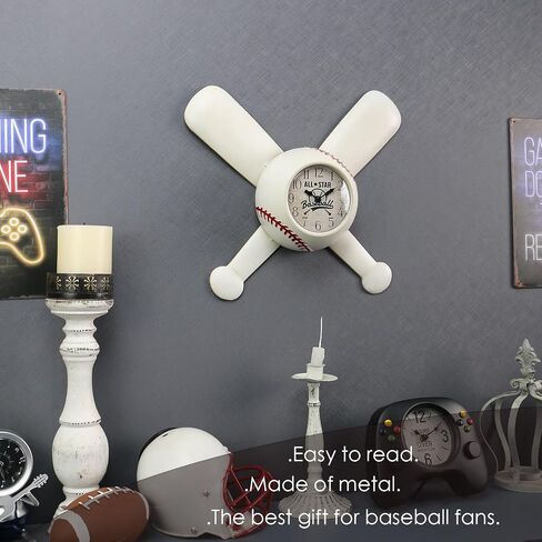 Baseball Wall Clock Baseball Gifts for Boys Metal BatFor Boys Room Bedroom Decor Cool Sports Stuff Black 14×12.7 Inches in Saudi Arabia