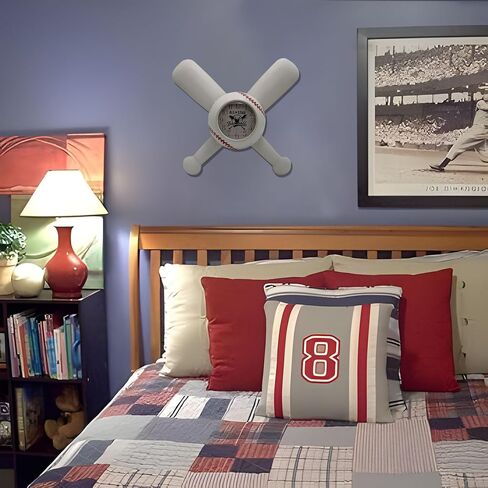 Baseball Wall Clock Baseball Gifts for Boys Metal BatFor Boys Room Bedroom Decor Cool Sports Stuff Black 14×12.7 Inches in Saudi Arabia