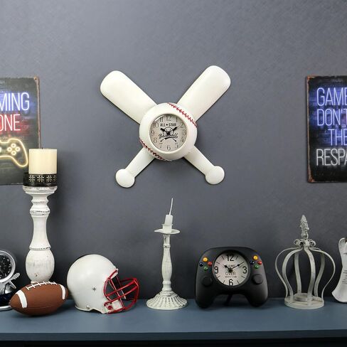 Baseball Wall Clock Baseball Gifts for Boys Metal BatFor Boys Room Bedroom Decor Cool Sports Stuff Black 14×12.7 Inches in Saudi Arabia