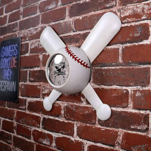 Baseball Wall Clock Baseball Gifts for Boys Metal BatFor Boys Room Bedroom Decor Cool Sports Stuff Black 14×12.7 Inches in Saudi Arabia