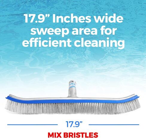 440 Combo Nylon and Stainless Steel Pool Brush - 18-Inch Heavy Duty Pool Brush Head for Cleaning Inground Pool Tiles, Walls, Floor and Steps - Scrub Brush Replacement Head, Strong Bristles - No Pole in Saudi Arabia