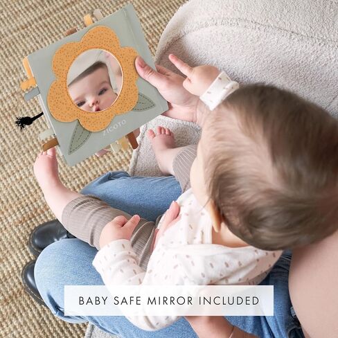 ZICOTO Soft Baby Book with Touch and Feel Pages - Cute Sensory Book for Babies 0-6 Months with Textured Animals, Mirror & Crinkle Paper - Fun Toy and Newborn/Infant Gift in Saudi Arabia