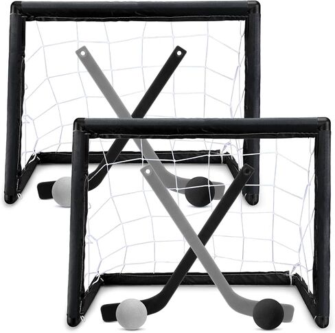 Leyndo 2 Sets Kids Mini Hockey Set Includes 2 Hockey Nets 2 Mini Hockey Goal 4 Plastic Mini Hockey Sticks 4 Foam Balls Knee Hockey Goal Hockey Ball for Kids Indoor Floor in Saudi Arabia