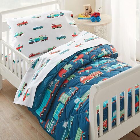 Wildkin Kids Microfiber Toddler Sheet Set for Boys and Girls, Bedding Sheet Set Includes Top Sheet, Fitted Sheet, and One Standard Pillow Case (Dinosaur Land) in Kuwait