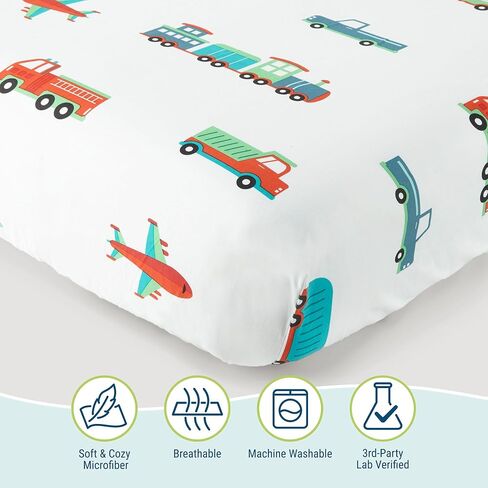 Wildkin Kids Microfiber Toddler Sheet Set for Boys and Girls, Bedding Sheet Set Includes Top Sheet, Fitted Sheet, and One Standard Pillow Case (Dinosaur Land) in Kuwait