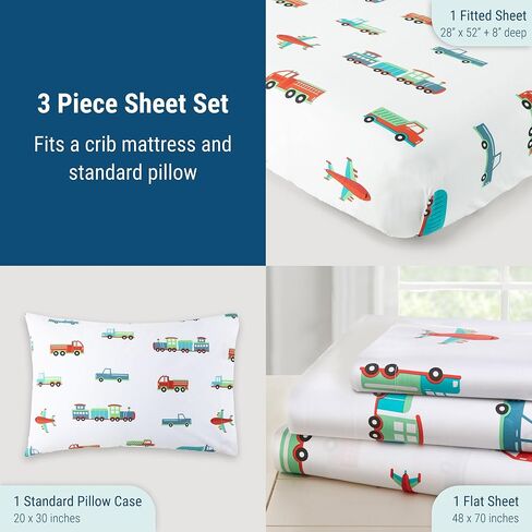 Wildkin Kids Microfiber Toddler Sheet Set for Boys and Girls, Bedding Sheet Set Includes Top Sheet, Fitted Sheet, and One Standard Pillow Case (Dinosaur Land) in Kuwait