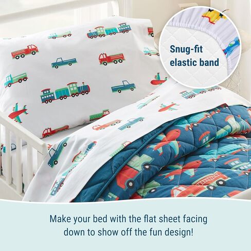 Wildkin Kids Microfiber Toddler Sheet Set for Boys and Girls, Bedding Sheet Set Includes Top Sheet, Fitted Sheet, and One Standard Pillow Case (Dinosaur Land) in Kuwait