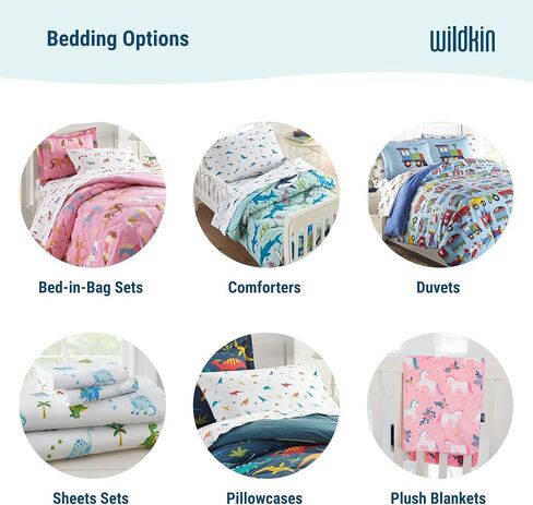 Wildkin Kids Microfiber Toddler Sheet Set for Boys and Girls, Bedding Sheet Set Includes Top Sheet, Fitted Sheet, and One Standard Pillow Case (Dinosaur Land) in Kuwait