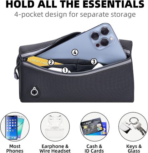 Magnetic Running Fanny Pack, Magnetic Running Pouch, Magnetic Running Fanny Pack Pouch for Women Men Runner, Magnetic Closure Pocket Waist Pack for Running Cycling Walking Hiking Travelling - Black L in Saudi Arabia