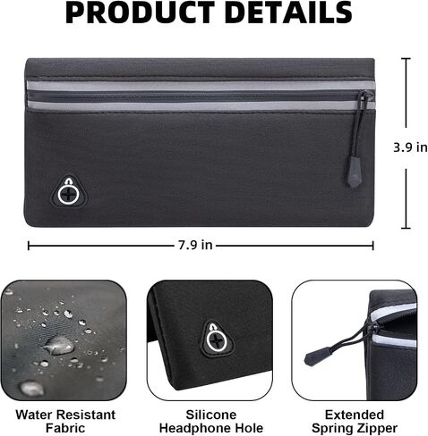 Magnetic Running Fanny Pack, Magnetic Running Pouch, Magnetic Running Fanny Pack Pouch for Women Men Runner, Magnetic Closure Pocket Waist Pack for Running Cycling Walking Hiking Travelling - Black L in Saudi Arabia