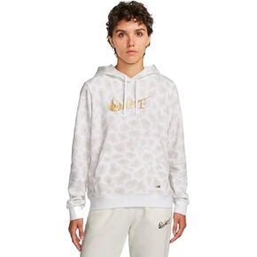 Nike Women's Sportswear Leopard Hoodie (US, Alpha, X-Small, Regular, Regular, White/Gold)