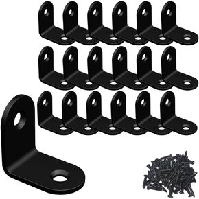 Corner Brace, L Bracket, Corner Bracket,Stainless Steel Brackets,Small Angle Brackets, Metal Iron Braces Brackets for Wood Aufuga (Black_1x1x0.6inch_40pcs)