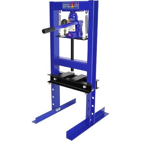 12 Ton Hydraulic Shop Press, H-Frame Garage Floor Adjustable Shop Press with Stamping Plates & Pressure Gauge to Bend, Straighten, Or Press Parts, Install Bearings and U-Joints