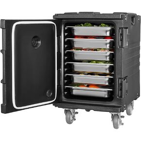 VEVOR Insulated Food Pan Carrier, 95 Qt Hot Box for Catering, Food Box Carrier with Buckle, Front Loading Food Warmer with Handles, End Loader with Wheels for Restaurant, Canteen