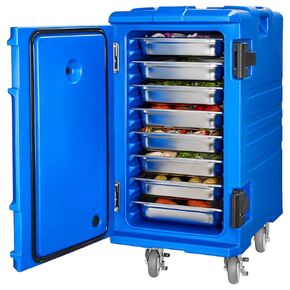 VEVOR Insulated Food Pan Carrier, 127 Qt Hot Box for Catering, Food Box Carrier with Double Buckles, Front Loading Food Warmer with Handles, End Loader with Wheels for Restaurant, Canteen