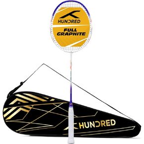 HUNDRED POWERTEK 1000 PRO Graphite Strung Badminton Racket with Full Racket Cover for Intermediate Players