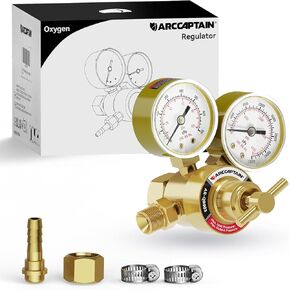 ARCCAPTAIN Oxygen Regulator Gauges Gas Welding, 0-4000PSI and 0-100PSI Welding Gas Gauges With 9/16"-18 and 1/4" Hose Outlet and Welding Gas Gauges CGA 540 Inlet Connection
