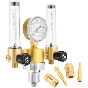 Mtsooning 0-60CFH 0-4500PSI Dual Output Argon Regulator Flow Meter CGA540 Inlet Connection 5/8" x 18 RH Outlet Fitting