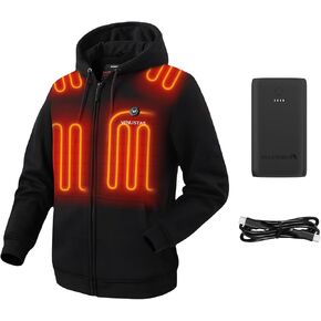 Venustas Unisex Heated Hoodie Up to 20H Warmth (Size M), and an Extra 2X Runtime 10,000mAh Battery Pack