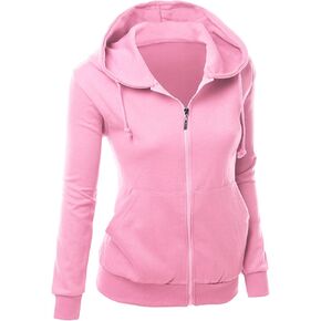 Women's Basic Long Sleeve Zip Up Hoodie in Colors