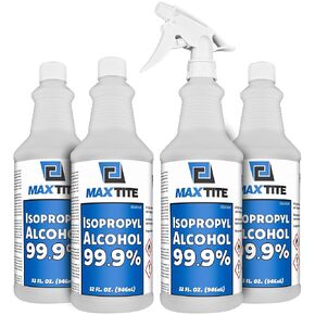 MaxTite 99.9% Isopropyl Alcohol (1 Gallon (4 Pack, 32 fl oz) - Comes with Heavy-Duty Spray Nozzle - Made in USA