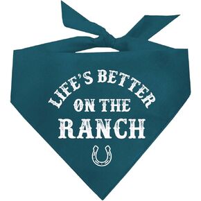 Life is Better On The Ranch Country Dog Bandana (Military Green, OS 1096)