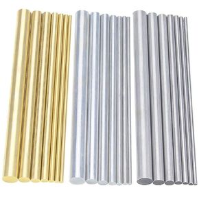 Diameter 2-8mm Brass Round Rods Bar + Stainless Steel Round Rods Bar + Aluminum Round Rods Bar 2-8mm for DIY Craft, 21PCS