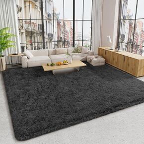 LOCHAS Ultra Soft Indoor Modern Area Rugs Fluffy Living Room Carpets for Children Bedroom Home Decor Nursery Rug 4x5.3 Feet, Gray
