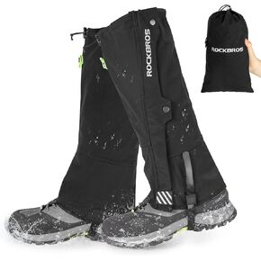 ROCKBROS Snow Boot Leg Gaiters for Hiking Waterproof Leg Gaiter for Skiing Walking Snow Boot Gaiters Tear Resistant Adjustable Gaiters
