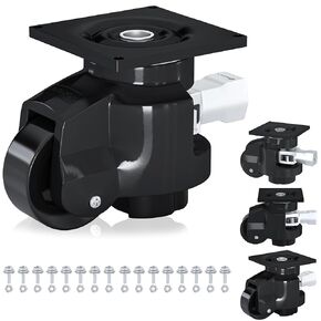 Leveling Casters Set of 4 Heavy Duty 60F - Retractable Caster Wheel with Upgraded Ratchet Handle - 360° Swivel Castor for Furniture, Workbench, Machine, Total Capacity 2200 Lbs