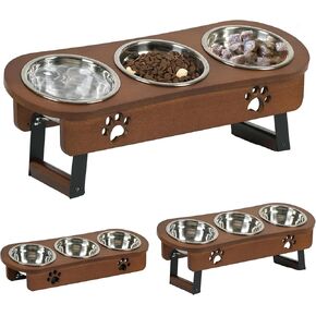 CILXGQLN Elevated Cat Bowls, 2 Height Adjustable Raised Cat Food Bowls for Cats Small Dogs Puppy, Tilted Elevated Dog Bowls Raised Pet bowl stand Feeder with 3 Stainless Steel Bowls for Food and Water
