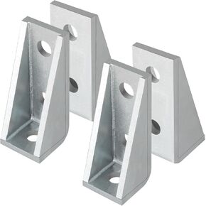 3 Hole 90 Degree Gusseted Fitting for 1-5/8" Channel, High Carbon Steel Right Angle Connector Bracket with Gusset Corner Brace Fasteners, Fits 1/2" Bolts (4 Pack)