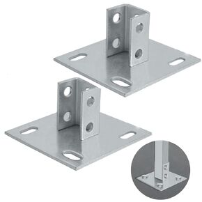 4PCS Post Base, 4 Holes Square Mount for 1-5/8" Single Strut Channel - Side Orientation - 6-inch x 6-inch Base