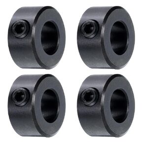 uxcell 4pcs Set Screw Collars 7/16" Bore Carbon Steel Shaft Collars, 7/8" OD, 7/16" Width Axle Collar Clamp for Linear Rod Shaft Guide, Black Oxide