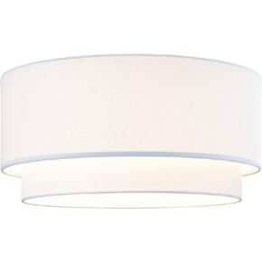 Artiva USA 16.5"x16.5"x8.5"H Large Premium Double Drum Linen Shade with Bonus 7" Harp & Finial for Table or Floor Lamp-Pure White
