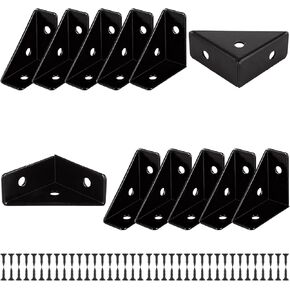 40 Pack Corner Brace Brackets, 66mm x 94mm x 19mm Corner Braces for Wood, Universal Furniture Corner Connector, Steel Corner Bracket, Black Angle Bracket, Corner Desk Connector for Bed, Table, Cabinet