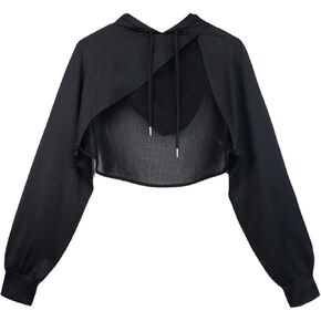 SweatyRocks Women's Mesh Lightweight Athletic Hoodies Long Sleeve Cropped Workout Tops