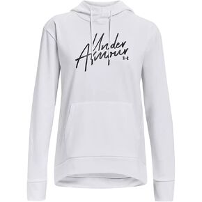 Under Armour - Womens Armour Script Fleece Top, Color White/Black (100), Size: X-Large