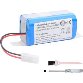 3400MAH Vacuum Cleaner Battery for Xiaomi MI G1 MI-G1 Mop Essential MJSTG1, SKV4136GL, MC-WRC53, H18650CH-4S1P, for Phicomm X3, for PUPPYOO R30 R30 Pro, R35, for FLYCO FC9601 FC9602 18650B4-4S1P-AAF-4