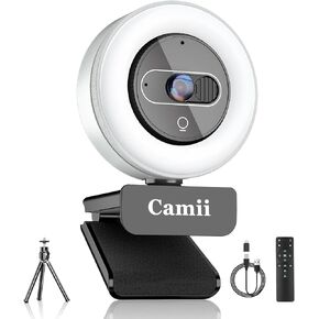 4K Webcam, Webcam for PC Ultra 4K HD Light and Noise-Canceling Mic, Remote Control, 3X Digital Zoom, Streaming Camera USB Plug-n-Play for Computer/Laptop/Teams/ZoomSkype/Google Meet