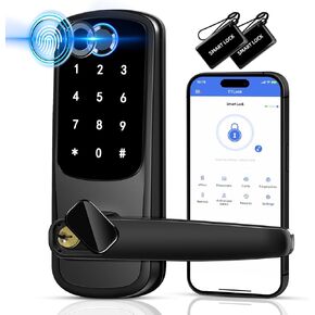 Smart Door Handle Lock, Upgraded Keypad Door Lock with Handle, Keyless Entry Door Lock with APP Control, Smart Locks for Front Door, Electronic Door Lock, Easy Setup and Installation