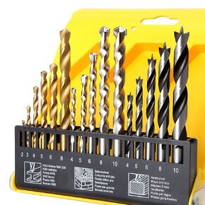 M35 Twist Drill Bits Set with Metal Case, Heavy Duty Twist Drill Bit Set for Aluminum Alloy, Cast Iron and Wood Plastic, Twist Jobber Drill Bit for Size 1.5mm-6.5mm,13pcs