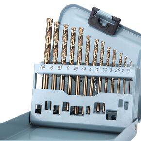 M35 Twist Drill Bits Set with Metal Case, Heavy Duty Twist Drill Bit Set for Aluminum Alloy, Cast Iron and Wood Plastic, Twist Jobber Drill Bit for Size 1.5mm-6.5mm,13pcs