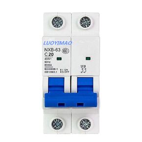 2 Poles 20A 400V Low-Voltage Miniature Circuit Breaker Din Rail Mount NXB-63 C20 (C20 /20A)