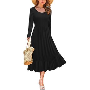 STYLEWORD Women's 2024 Summer Sleeveless Crewneck Tank Sundress Casual Tiered Flowy Beach Maxi Dress with Pockets