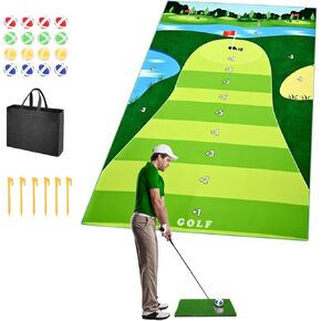 Battle Royale Golf Game Set - 70"x47" Target Mat, Golf Chipping Mat, 20 Velcro Golf Balls, Indoor/Outdoor Golf Games for Adults, Families, Home, Backyard, and Office